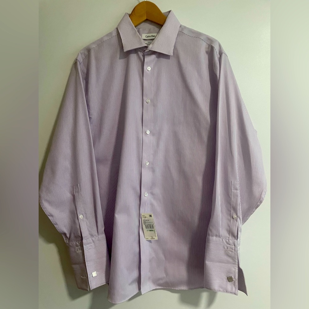 Calvin Klein dress shirt regular fitted size 17 32/33 French cuff new with tag